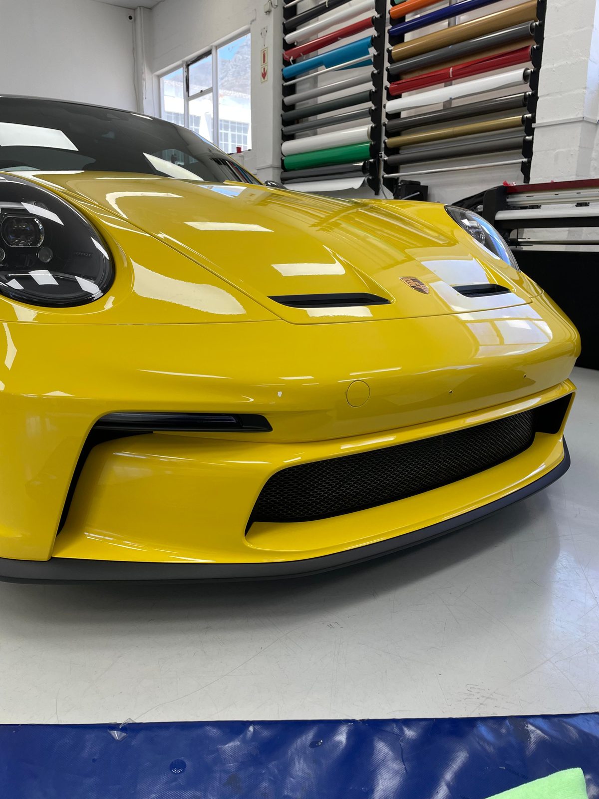 Porsche GT3 frontal PPF wrap by WrapAfrica